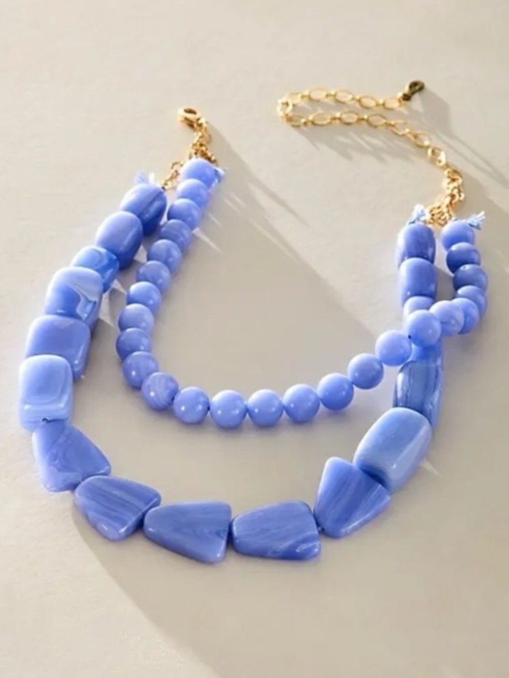 Free People Bohemian Layered Cove Semi Precious Stone Choker Blue Lace Agate NWT